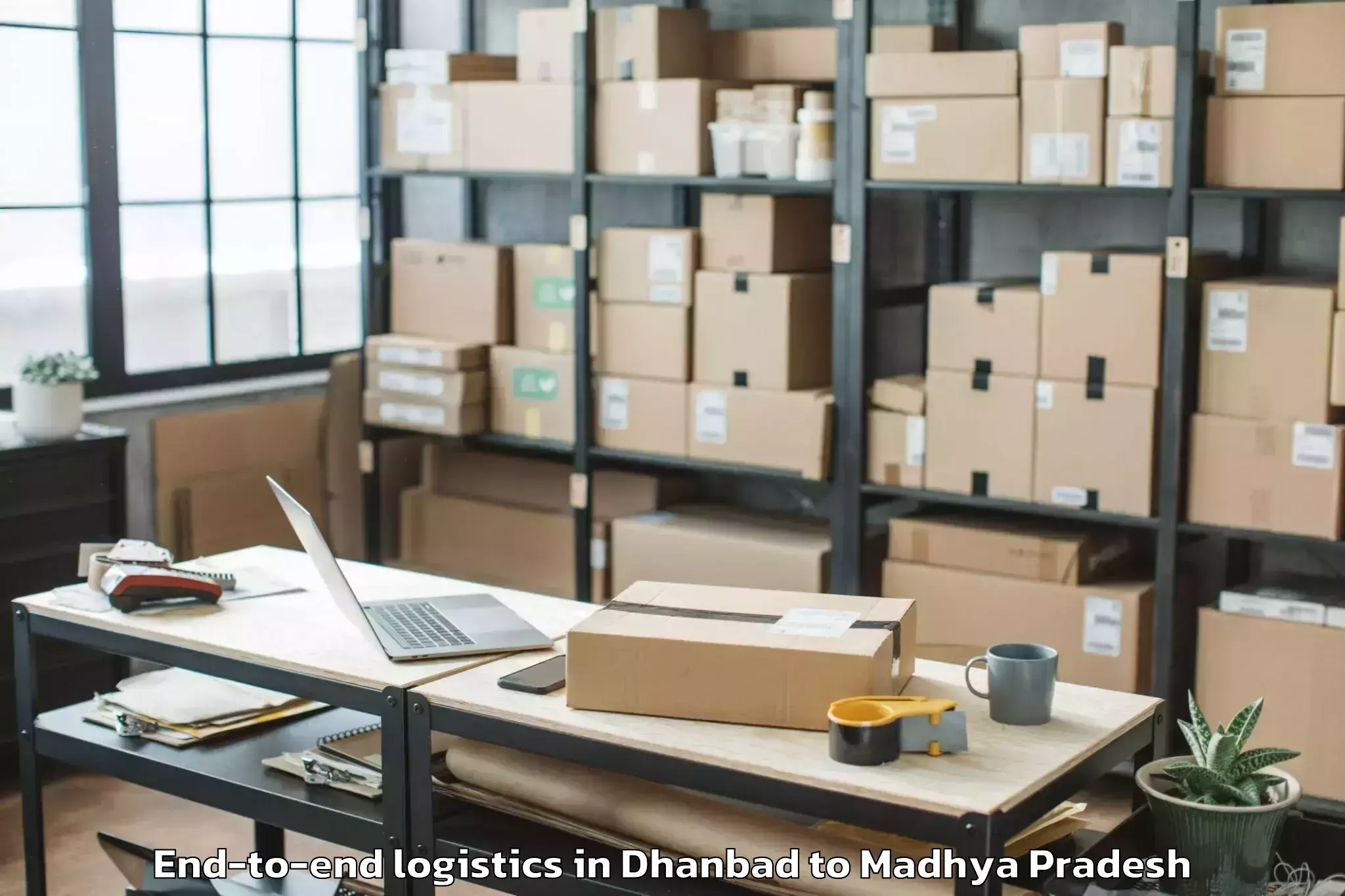 Quality Dhanbad to Sage University Indore End To End Logistics